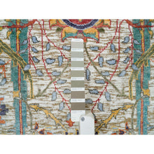 Load image into Gallery viewer, 5&#39;3&quot;x7&#39;2&quot; Tan Color, Sickle Leaf Design, Silk with Textured Wool, Hand Knotted, Oriental Rug FWR395466