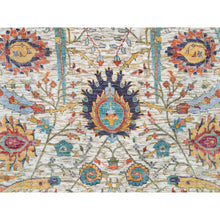 Load image into Gallery viewer, 5&#39;3&quot;x7&#39;2&quot; Tan Color, Sickle Leaf Design, Silk with Textured Wool, Hand Knotted, Oriental Rug FWR395466