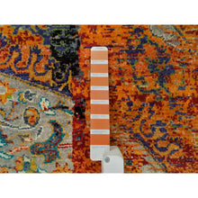 Load image into Gallery viewer, 6&#39;1&quot;x6&#39;1&quot; Metallic Orange, Ancient Ottoman Erased Design, Ghazni Wool, Hand Knotted, Round Oriental Rug FWR395478