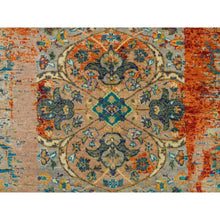 Load image into Gallery viewer, 6&#39;1&quot;x6&#39;1&quot; Metallic Orange, Ancient Ottoman Erased Design, Ghazni Wool, Hand Knotted, Round Oriental Rug FWR395478