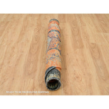 Load image into Gallery viewer, 6&#39;1&quot;x6&#39;1&quot; Metallic Orange, Ancient Ottoman Erased Design, Ghazni Wool, Hand Knotted, Round Oriental Rug FWR395478