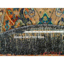 Load image into Gallery viewer, 6&#39;1&quot;x6&#39;1&quot; Metallic Orange, Ancient Ottoman Erased Design, Ghazni Wool, Hand Knotted, Round Oriental Rug FWR395478