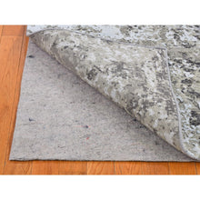 Load image into Gallery viewer, 4&#39;1&quot;x6&#39; Gray Persian Knot with Abstract Design Wool and Silk Denser Weave Hand Knotted Oriental Rug FWR399006