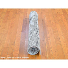 Load image into Gallery viewer, 4&#39;1&quot;x6&#39; Gray Persian Knot with Abstract Design Wool and Silk Denser Weave Hand Knotted Oriental Rug FWR399006