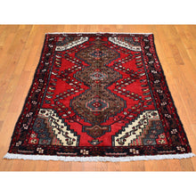 Load image into Gallery viewer, 4&#39;1&quot;x6&#39;2&quot; Vintage Persian Hamadan with Triple Medallion Design Organic Wool Hand Knotted Clean Oriental Rug FWR400008