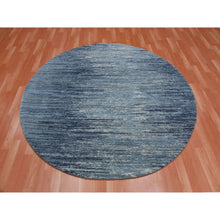 Load image into Gallery viewer, 12&#39;2&quot;x12&#39;2&quot; Pure Wool Horizontal Ombre Design Blue Oceanic Hand Knotted Round Oriental Rug FWR400194