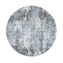 Load image into Gallery viewer, 6&#39;1&quot;x6&#39;1&quot; Denser Weave Baby Blue Round Abstract Design Persian Knot Wool and Silk Hand Knotted Oriental Rug FWR400368