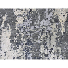 Load image into Gallery viewer, 12&#39;1&quot;x12&#39;1&quot; Abstract Design Wool and Silk Round Denser Weave Charcoal Gray Persian Knot Hand Knotted Oriental Rug FWR400398