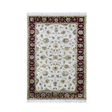 Load image into Gallery viewer, 4&#39;x6&#39; Ivory Rajasthan Half Wool and Half Silk Floral Design Thick and Plush Hand Knotted Oriental Rug FWR400674