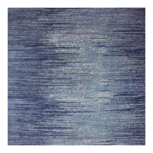 Load image into Gallery viewer, 10&#39;1&quot;x10&#39;1&quot; Pure Wool Horizontal Ombre Design Blue Oceanic Hand Knotted Square Oriental Rug FWR401112