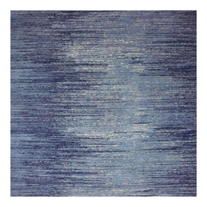 10'1"x10'1" Pure Wool Horizontal Ombre Design Blue Oceanic Hand Knotted Square Oriental Rug FWR401112