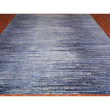 Load image into Gallery viewer, 10&#39;1&quot;x10&#39;1&quot; Pure Wool Horizontal Ombre Design Blue Oceanic Hand Knotted Square Oriental Rug FWR401112