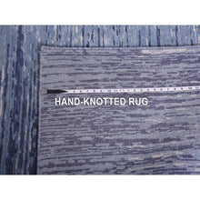 Load image into Gallery viewer, 10&#39;1&quot;x10&#39;1&quot; Pure Wool Horizontal Ombre Design Blue Oceanic Hand Knotted Square Oriental Rug FWR401112