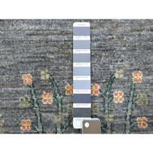 Load image into Gallery viewer, 12&#39;x12&#39; Gray Peshawar Folk Art Willow and Cypress Tree Design Hand Knotted Borderless Round Oriental Rug FWR402954