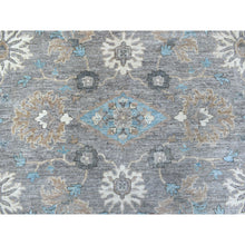 Load image into Gallery viewer, 12&#39;x12&#39; All New Hand Knotted Soft Velvety Wool Fine Peshawar Silver Gray With Floral Motifs Oriental Round Rug FWR405396