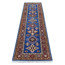 Load image into Gallery viewer, 2&#39;6&quot;x8&#39;8&quot; Denim Blue Super Kazak Tribal Design With Soft, Natural Wool Hand Knotted Oriental Rug FWR405924