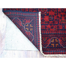 Load image into Gallery viewer, 4&#39;2&quot;x6&#39;5&quot; Deep and Saturated Red Hand Knotted Afghan Khamyab with Geometric Design Denser Weave with Shiny Wool Oriental Rug FWR406818