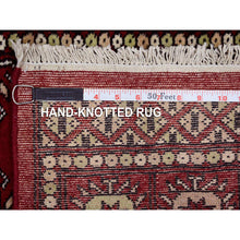 Load image into Gallery viewer, 2&#39;6&quot;x4&#39;10&quot; Rich Red Soft Wool Hand Knotted Mori Bokara with Geometric Medallions Design Oriental Rug FWR416616