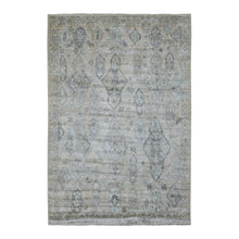 Load image into Gallery viewer, 6&#39;3&quot;x9&#39; Beige Angora Oushak with Geometric Leaf Design Hand Knotted Soft Afghan Wool Oriental Rug FWR417168