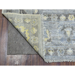 6'1"x8'10" Hand Knotted Gray with Touches of Ivory Angora Oushak Pure Wool Oriental Rug FWR418116