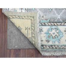 Load image into Gallery viewer, 3&#39;2&quot;x5&#39;2&quot; Hand Knotted Gray with Touches of Light Blue, Afghan Angora Oushak Soft Wool Oriental Rug FWR418974