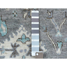 Load image into Gallery viewer, 3&#39;2&quot;x5&#39;2&quot; Hand Knotted Gray with Touches of Light Blue, Afghan Angora Oushak Soft Wool Oriental Rug FWR418974
