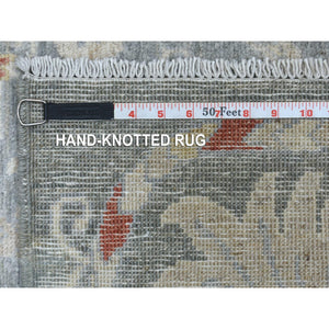 6'1"x8'8" Soft, Velvety Plush Wool Hand Knotted Gray Stone Wash Peshawar with All Over Motifs Oriental Rug FWR420066