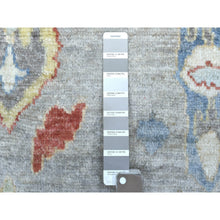 Load image into Gallery viewer, 6&#39;x8&#39;8&quot; Hand Knotted Gray Afghan Angora Oushak with Colorful Geometric Medallions Design Soft Wool Oriental Rug FWR420390