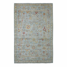 Load image into Gallery viewer, 6&#39;2&quot;x9&#39;5&quot; Light Blue, Afghan Angora Oushak with All Over Floral Pattern, Hand Knotted, Natural Wool Oriental Rug FWR423096