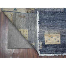 Load image into Gallery viewer, 5&#39;4&quot;x7&#39;9&quot; Mix of Blue, Gray and Ivory Afghan Kashkuli Gabbeh with Pictorial Design, Hand Knotted, Natural Wool Oriental Rug FWR424188