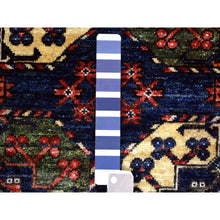 Load image into Gallery viewer, 4&#39;x5&#39;9&quot; Navy Blue Hand Knotted, Afghan Ersari with Elephant Feet Design, Natural Dyes, Soft and Shiny Wool Oriental Rug FWR424320