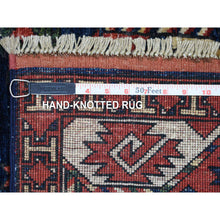 Load image into Gallery viewer, 4&#39;x5&#39;9&quot; Navy Blue Hand Knotted, Afghan Ersari with Elephant Feet Design, Natural Dyes, Soft and Shiny Wool Oriental Rug FWR424320