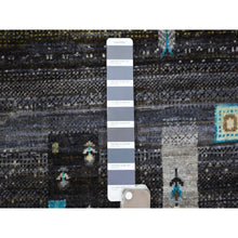 Load image into Gallery viewer, 4&#39;x5&#39;10&quot; Charcoal Gray, Hand Knotted, Fairly Short Pile, Afghan Kashkuli Gabbeh with Pictorial Design, Hand Spun Wool Oriental Rug FWR427524