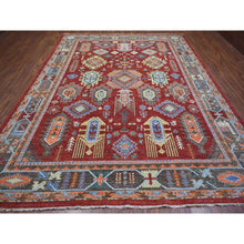 Load image into Gallery viewer, 9&#39;x12&#39; Rich Red, Hand Knotted Afghan Ersari with Large Elements Design, Vegetable Dyes Pure Wool, Oriental Rug FWR428184