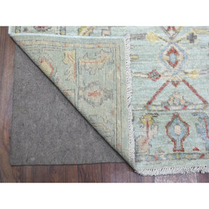 4'x11'10" Gray, Afghan Angora Ushak Hand Knotted, Natural Dyes Pure Wool, Wide Runner Oriental Rug FWR428358