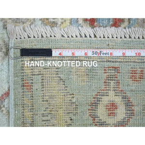 4'x11'10" Gray, Afghan Angora Ushak Hand Knotted, Natural Dyes Pure Wool, Wide Runner Oriental Rug FWR428358