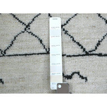 Load image into Gallery viewer, 3&#39;9&quot;x5&#39;6&quot; Ivory Hand Knotted Moroccan Berber with Criss Cross Pattern Soft and Shiny Wool, Natural Dyes, Runner Oriental Rug FWR428850