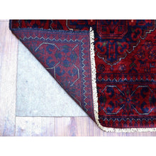Load image into Gallery viewer, 2&#39;8&quot;x4&#39;1&quot; Deep and Saturated Red, Afghan Khamyab with Double Geometric Medallions Design, Soft and Shiny Wool Hand Knotted, Oriental Rug FWR430182
