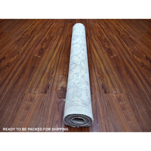 4'x5'9" Ivory White Wash Peshawar, Pure Wool Natural Dyes Hand Knotted, Oriental Rug FWR430398