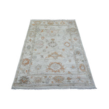 Load image into Gallery viewer, 4&#39;x5&#39;8&#39;&#39; Cream Angora Oushak Large Leaf Design Natural Dyes, Afghan Wool Hand Knotted Oriental Rug FWR430542