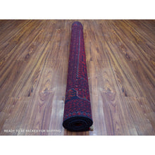 Load image into Gallery viewer, 4&#39;10&quot;x6&#39;3&quot; Deep and Saturated Red with Touches of Blue, Hand Knotted Afghan Khamyab with Geometric Design, Shiny Wool, Oriental Rug FWR430752