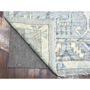 4'x10' Light Gray, Soft Wool Hand Knotted, Anatolian Village Inspired Geometric Medallion Design with Animal Figurines Natural Dyes, Wide Runner Oriental Rug FWR431226