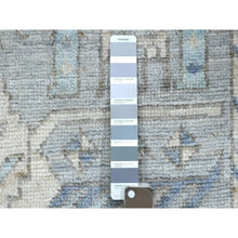 Load image into Gallery viewer, 4&#39;x10&#39; Light Gray, Soft Wool Hand Knotted, Anatolian Village Inspired Geometric Medallion Design with Animal Figurines Natural Dyes, Wide Runner Oriental Rug FWR431226