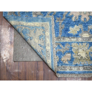 4'x6" Denim Blue Angora Oushak Bold Colors With Leaf Design Natural Dyes, Afghan Wool Hand Knotted Oriental Rug FWR431268