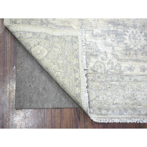 4'x5'6" Ivory Hand Knotted Pure Wool Natural Dyes Stone Wash Peshawar Oriental Rug FWR431850