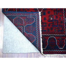 Load image into Gallery viewer, 2&#39;8&quot;x9&#39; Deep and Saturated Red Natural Dyes Afghan Khamyab, Pure Wool with Geometric Design Hand Knotted Runner Oriental Rug FWR432102