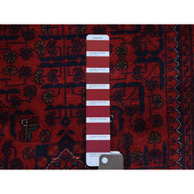 Load image into Gallery viewer, 2&#39;8&quot;x9&#39;8&quot; Deep and Saturated Red Tribal Design Velvety Wool, Afghan Khamyab Hand Knotted Runner Oriental Rug FWR432132