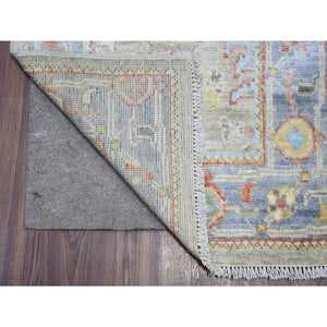 2'4"x19'8" Cloud Gray, Natural Wool Hand Knotted, Afghan Angora Oushak with All Over Design Vegetable Dyes, XL Runner Oriental Rug FWR439050