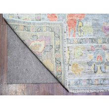 Load image into Gallery viewer, 4&#39;1&quot;x11&#39;8&quot; Stone Gray, Afghan Angora Oushak with Colorful Leaf Design, Vegetable Dyes, Pure Wool, Hand Knotted Wide Runner Oriental Rug FWR439746