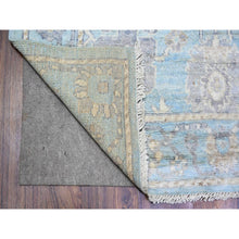 Load image into Gallery viewer, 4&#39;x10&#39;1&quot; Cerulean Blue, Hand Knotted, Afghan Angora Oushak with Branch and Flower Design, Vegetable Dyes, Pure Wool, Wide Runner Oriental Rug FWR439782